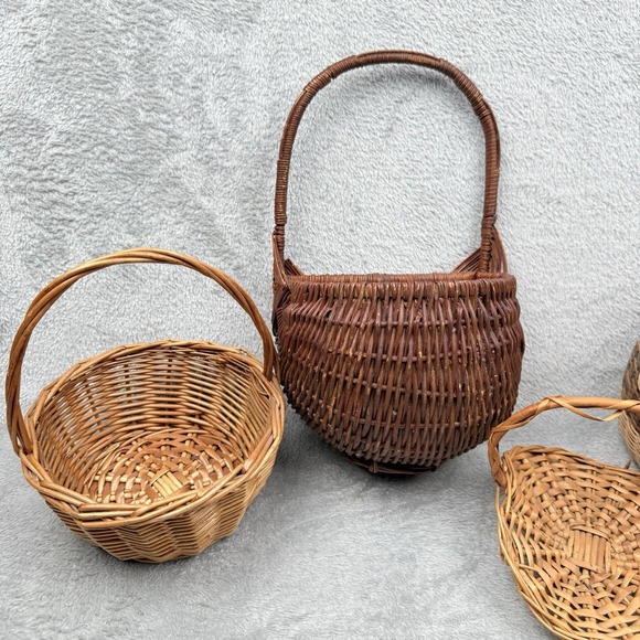 Lot Woven Baskets Various Styles Shapes Hanging Lids Cottagecore Grandma Wicker